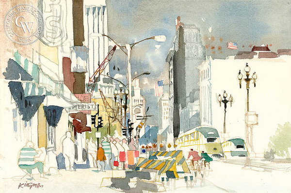 Dong Kingman - The Ups and Downs of Market St. - 1972