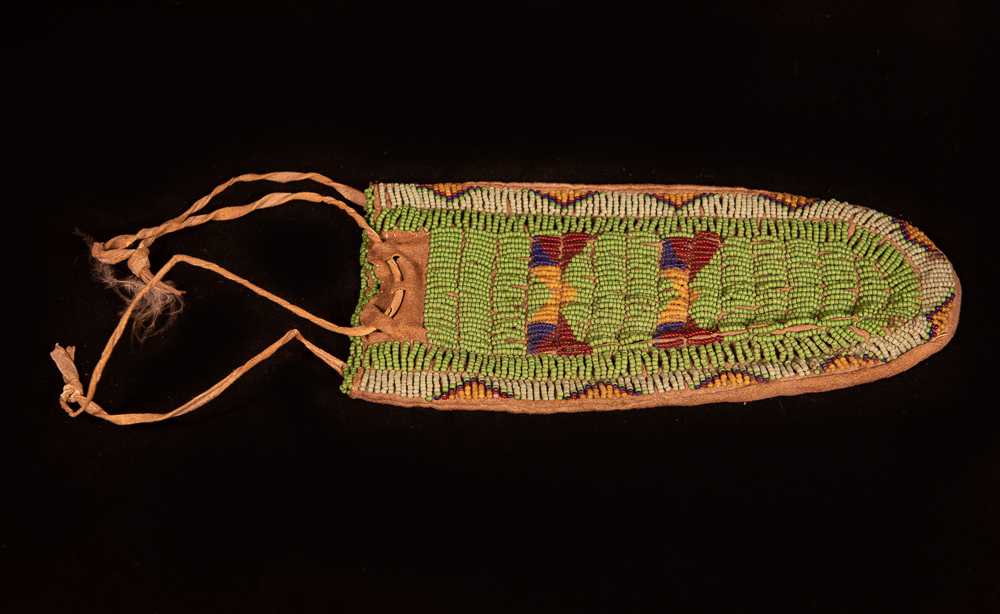 Beautiful Plains deerskin bag, possibly Ute Plains beaded bag, possibly Ute