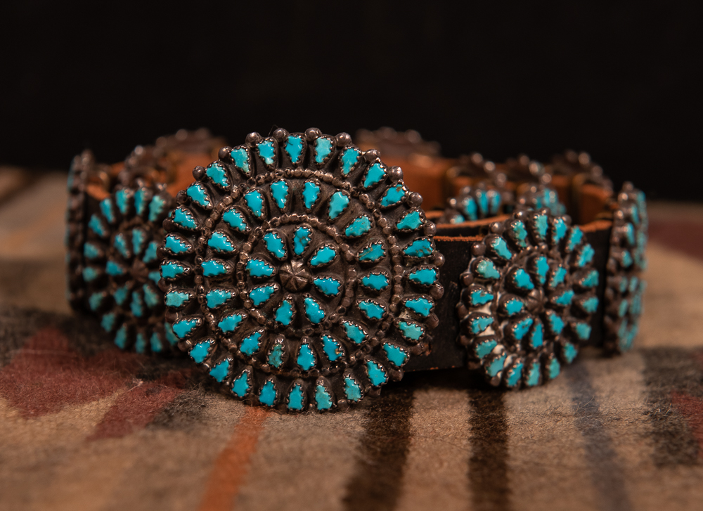 Zuni turquoise concho belt